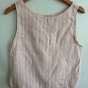 Cream Ribbed Fitted Tank Top